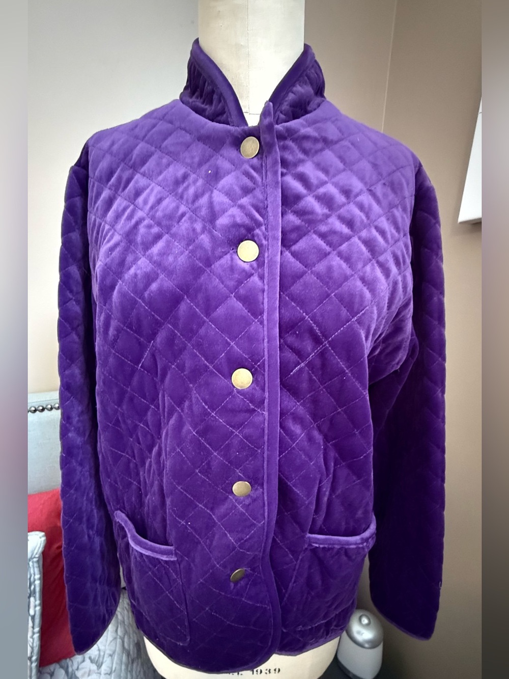 Coldwater Creek Deep Purple Quilted Velvet Jacket